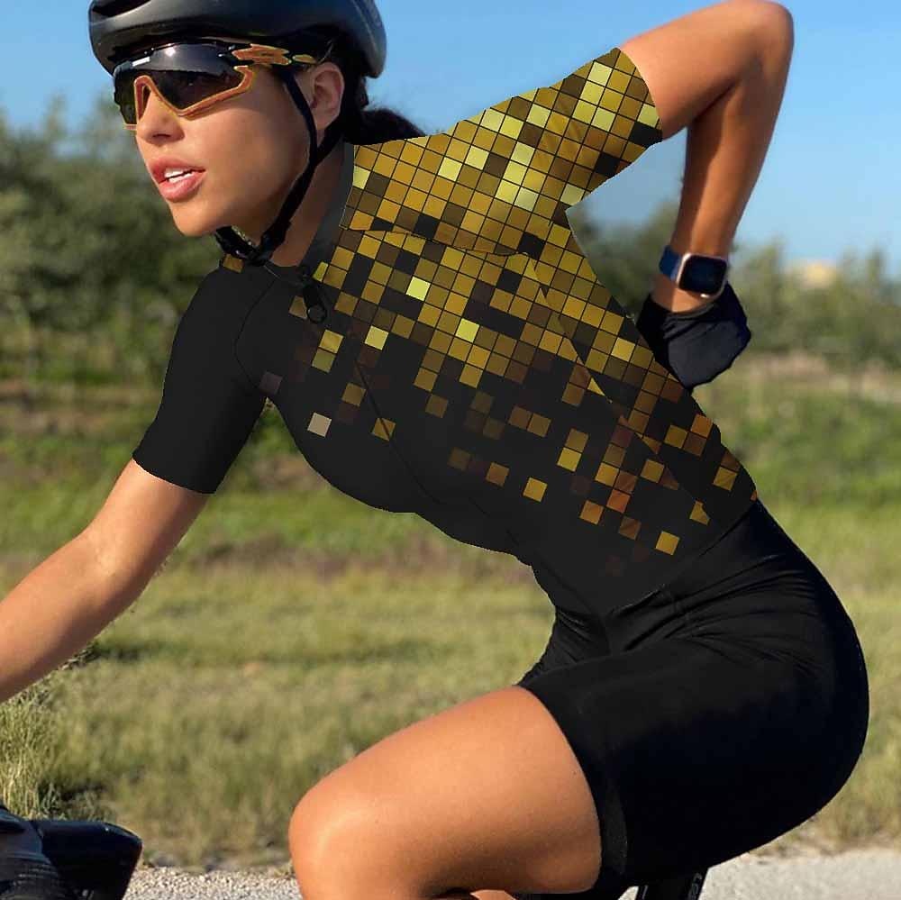 Femmes Maillot de cyclisme Géométrique Manche Courte Cyclisme Maillot Top avec 3 poches arrière VTT Vélo tout terrain Cyclisme sur route Séchage Rapide Bandes réfléchissantes Poche Arrière Évacuation de 2025 ? $28.99 –P8