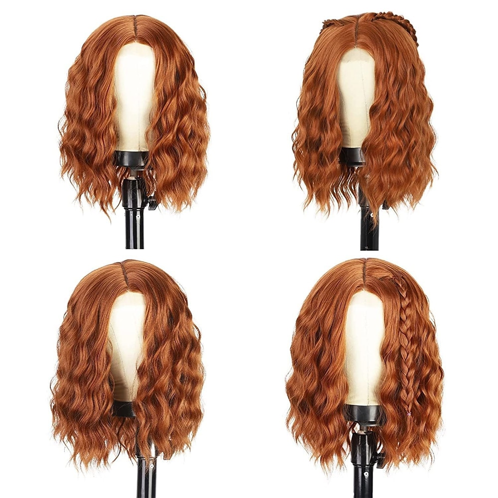 Synthetikperücke lockig Mittelteil Perücke 14 Zoll orange Kunsthaar 14 Zoll Damen modisches Design weich Party lila grün grau 2025 - $44.99 –P2