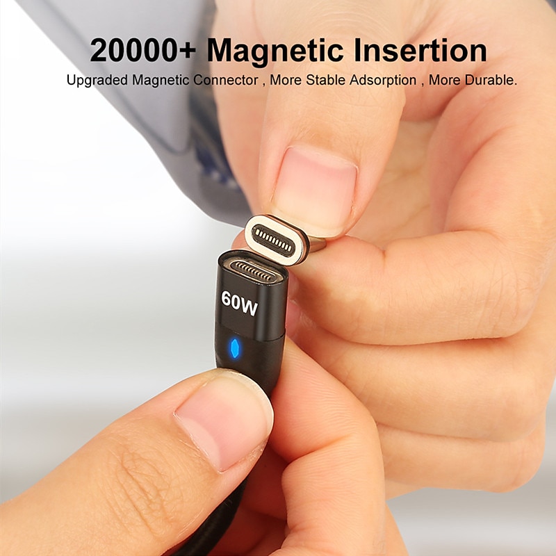 Кабель USB 3.0 60W 3,3 фута USB-C на Lightning/микро/USB-C 3 A Быстрая зарядка Высокая скорость передачи данных нейлон плетеный Прочный Магнитный Назначение Macbook Samsung Xiaomi 2025 - $22.99 –P8