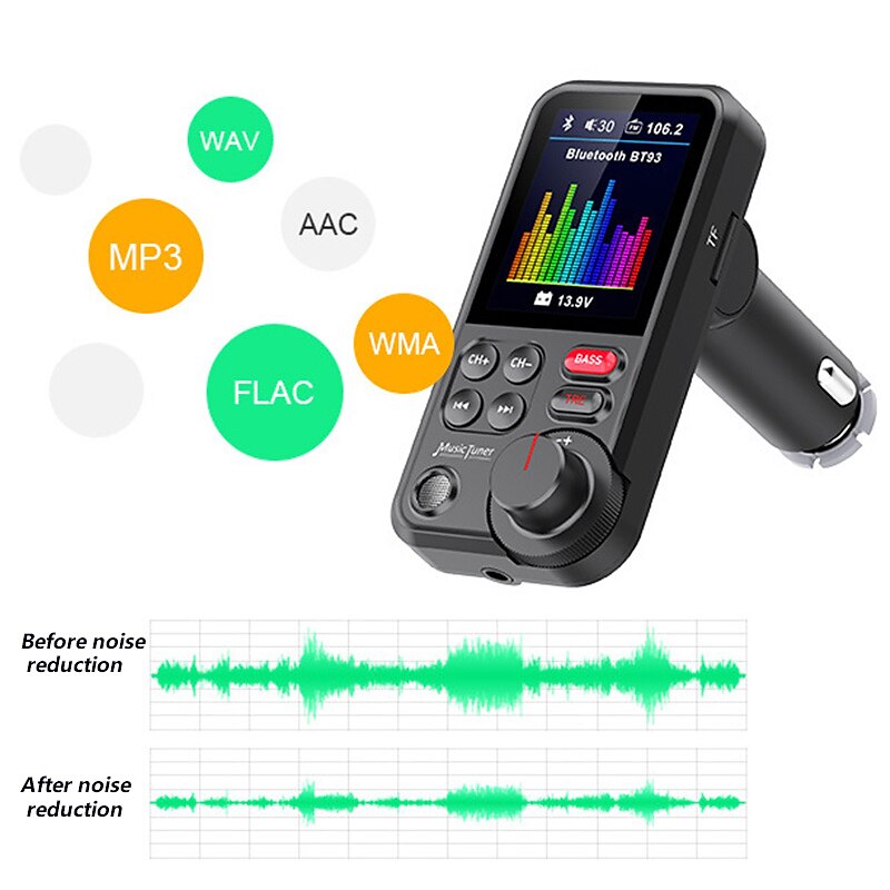 BT93 Wireless Car Bluetooth FM Transmitter Aux Supports QC3.0 Charging Treble And Bass Sound Music Player Handsfree Bluetooth Car Kit Fast Charger 2025 - $54.99 –P5
