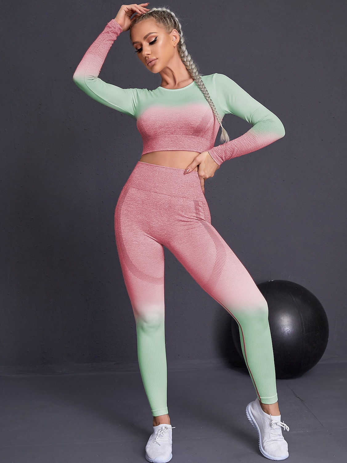 Women's Activewear Set Workout Sets Winter 2 Piece Cropped Color