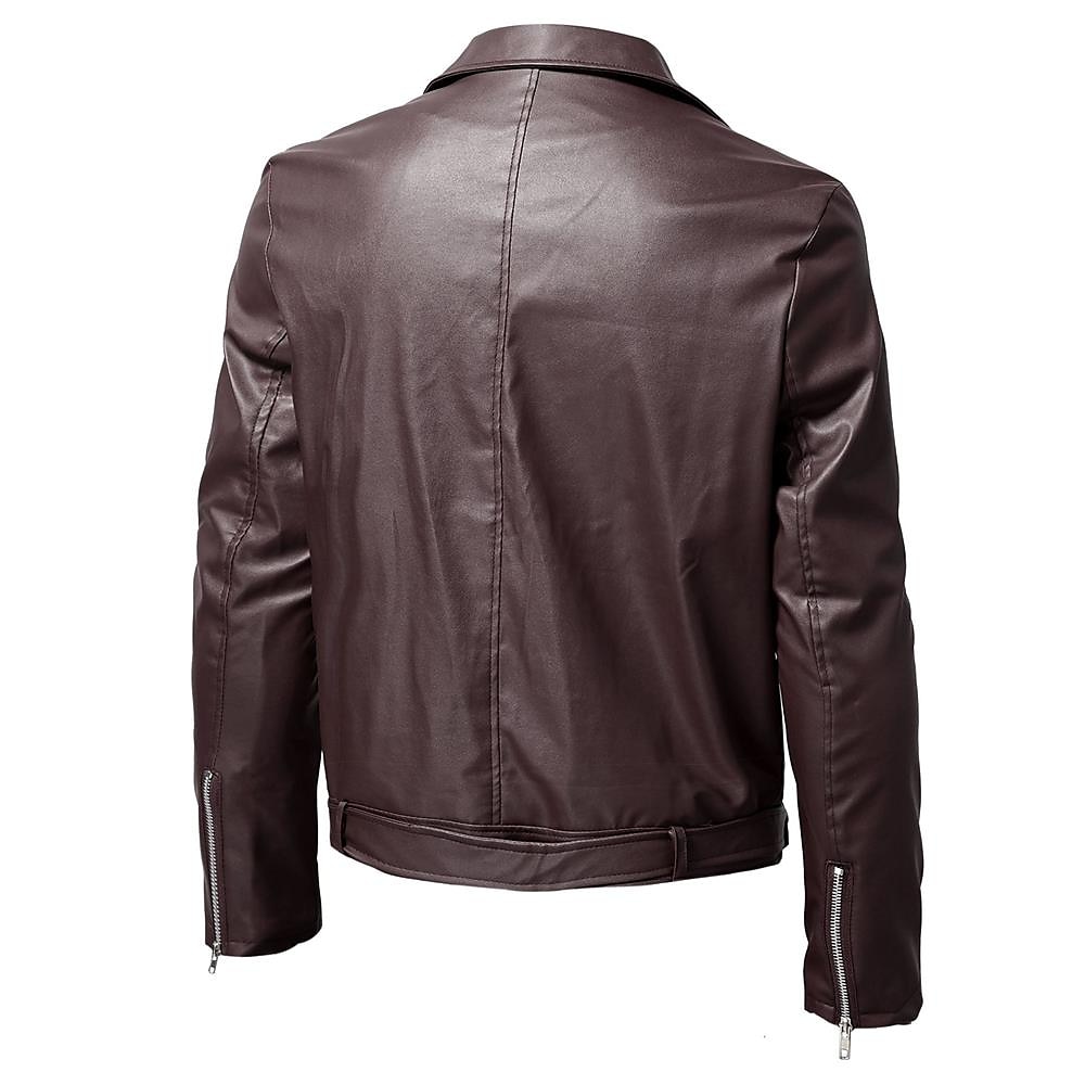 Ανδρικά Jeci Piele Casual Jacket Μπουφάν Biker Κόκκινο δερμάτινο μπουφάν Causal Μοτοσυκλέτα Διατηρείτε Ζεστό Αδιάβροχο Κάλυμμα από συνθετική γούνα Φθινόπωρο Μονόχρωμες Καθημερινά Καθημερινό Απορρίπτω 2025 - $63.99 –P7