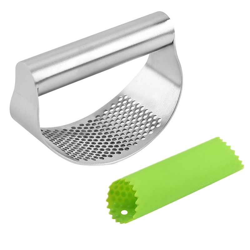 Multi-function Manual Garlic Press Curved Garlic Grinding Slicer Chopper  Stainless Steel 304 Garlic Presses Cooking Gadgets Tool with Garlic Rocker