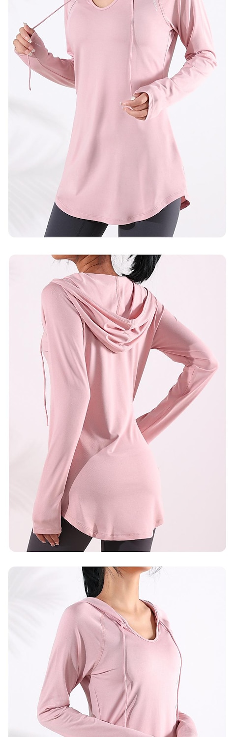 قمصان يوجا نسائية بمقاسات كبيرة بغطاء للرأس وفتحة رقبة على شكل حرف v سترة رياضية رقيقة فضفاضة ملابس خارجية لليوجا واللياقة البدنية والصالة الرياضية ملابس شتوية بأكمام طويلة 2025 - $32.99 –P3