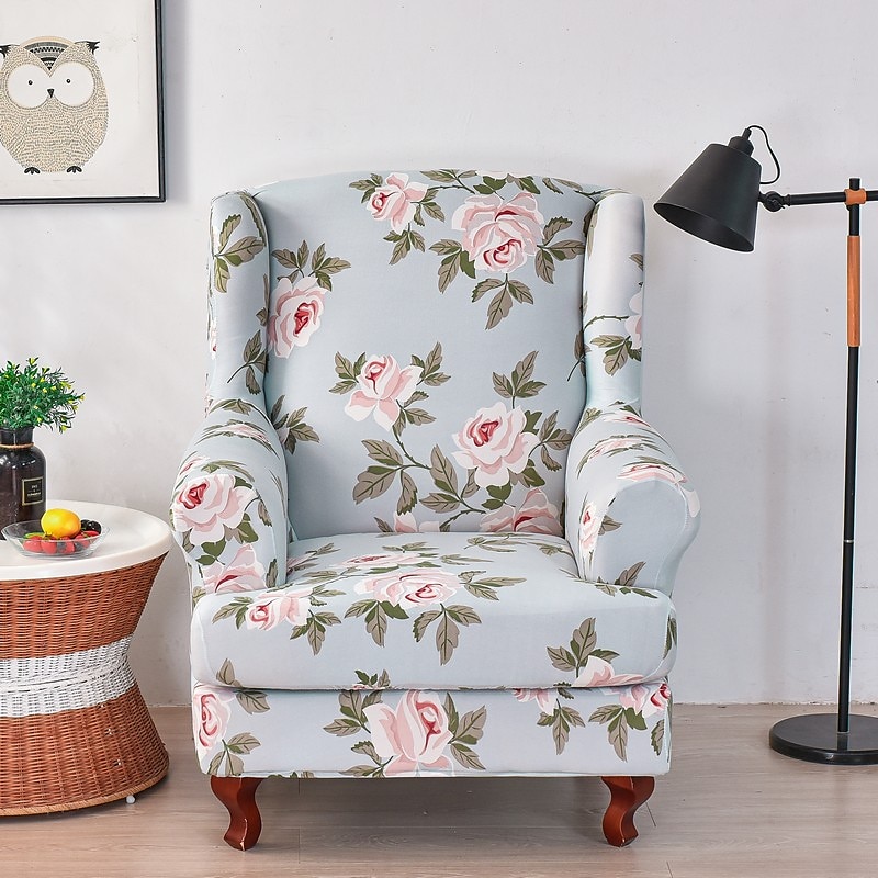 1 Set of 2 Pieces Stretch Wingback Chair Cover Floral Printed Wing Chair Slipcovers Spandex Fabric Wingback Armchair Covers with Elastic Bottom for Living Room Bedroom Decor 2025 - $60.99 –P10