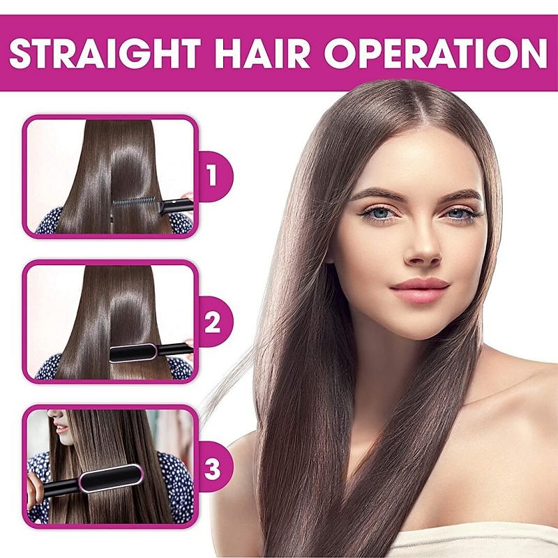 stijltangkam, 2-in-1 haarstijlborstel voor vrouwen met 5 instelbare temp & 10s snelle verwarming, anti-verbranding negatieve ionen stijltang styling kam die het haar gladstrijkt 2025 - $29.99 –P5