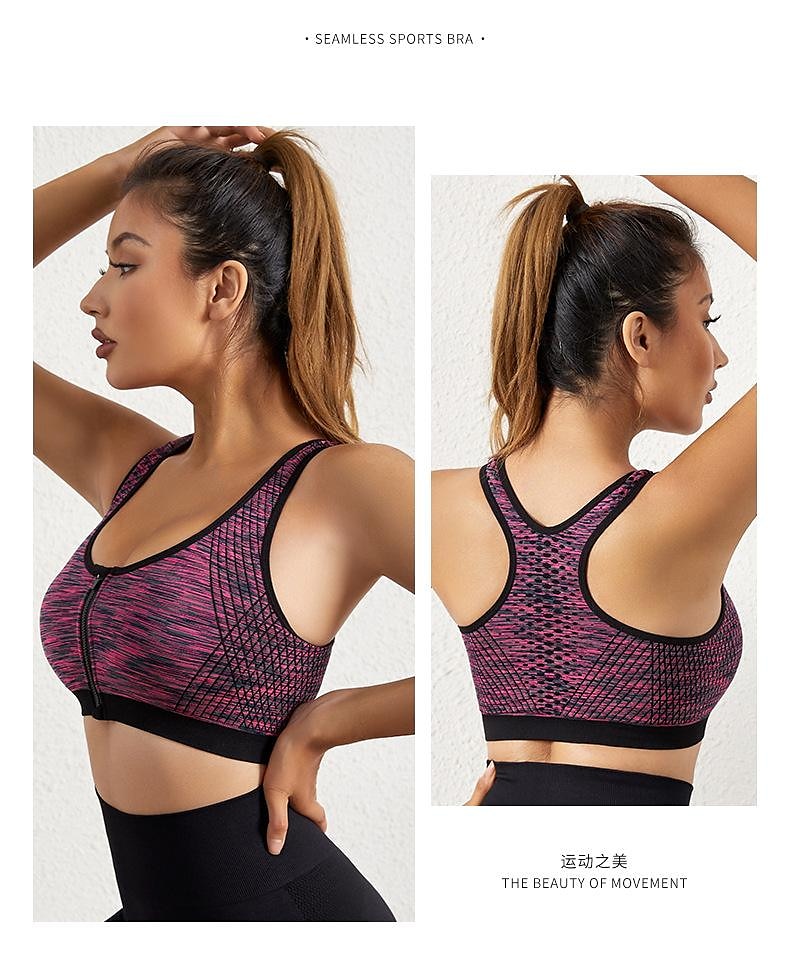 Women's Medium Support Sports Bra Running Bra Seamless Racerback Bra Top Padded Fitness Gym Workout Leisure Sports Breathable Lightweight Soft Spandex fluorescent green grey blue Fuchsia Camo 2023 - AED 53 –P6