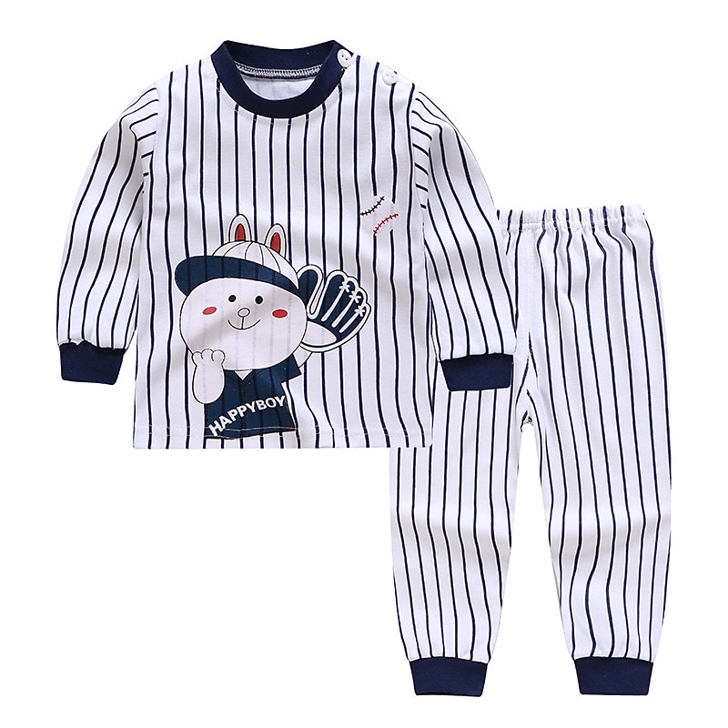 unisex hoodie för barn & byxa kläder set 2 delar långärmad mörkblå tecknad djur bomull ledig komfort 2-6 år 2025 - $22.99 –P7