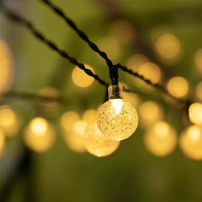 Pachet de 2 lumini solare cu glob de cristal, 10 m 100 leduri și 6 m 60 leduri lumini rezistente la apă în aer liber de Crăciun, grădină, fereastră, decorare petrecere 2025 - $54.99 –P6