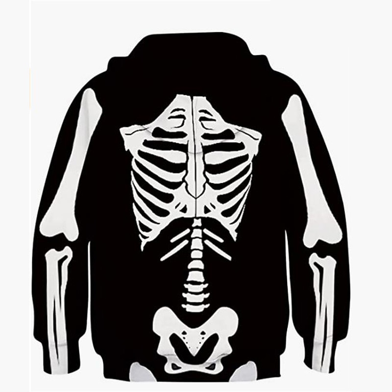 Halloween chlapci 3D lebka mikina s dlouhým rukávem 3D tisk podzim zima punk vintage sportovní polyester děti 4-12 let outdoor denní vnitřní standardní střih 2025 - $18.99 –P2