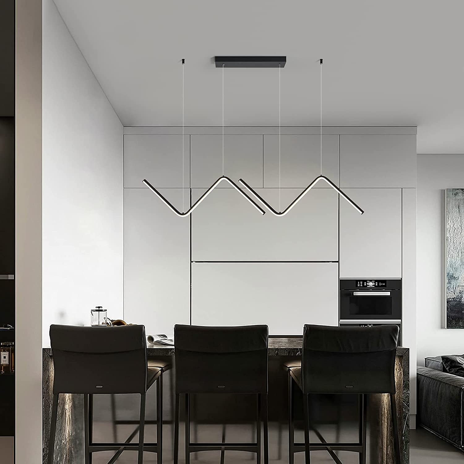 LED Pendant Light 90 cm Island Lights Dimmable Line Design Aluminum Stylish Minimalist Painted Finishes Nordic Style Dining Room Kitchen Lights 110-240V ONLY DIMMABLE WITH REMOTE CONTROL 2025 - $133.99 –P7