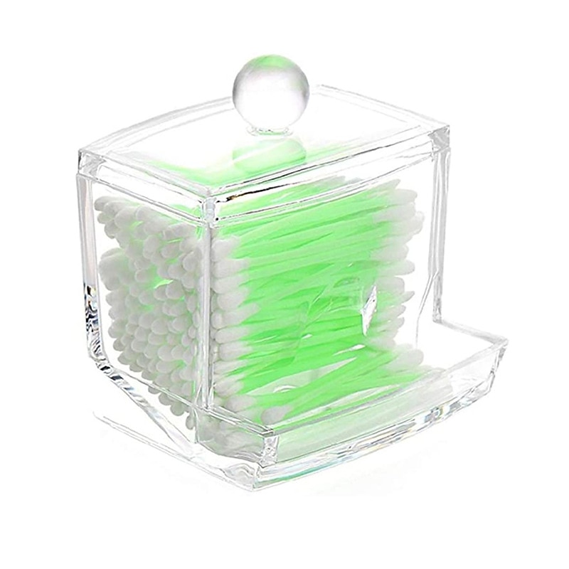 scatola portaoggetti per tamponi di cotone acrilico portatile trasparente per trucco batuffolo di cotone contenitore cosmetico custodia per gioielli in cristallo senza tamponi di cotone del 2025 a $4.99 –P8