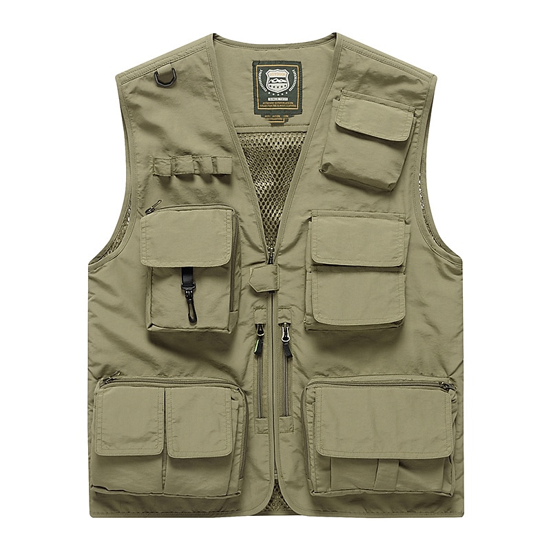 Herr Väst Gilet Fiskeväst Vandringsväst Ärmlös väst Gilet Jacka Utomhus Gata Helgdag Dagliga kläder Streetwear Elegant och modernt Sommar Vår Ficka Polyester Andningsfunktion Snabb tork Ren färg 2026 - $39.99 –P1