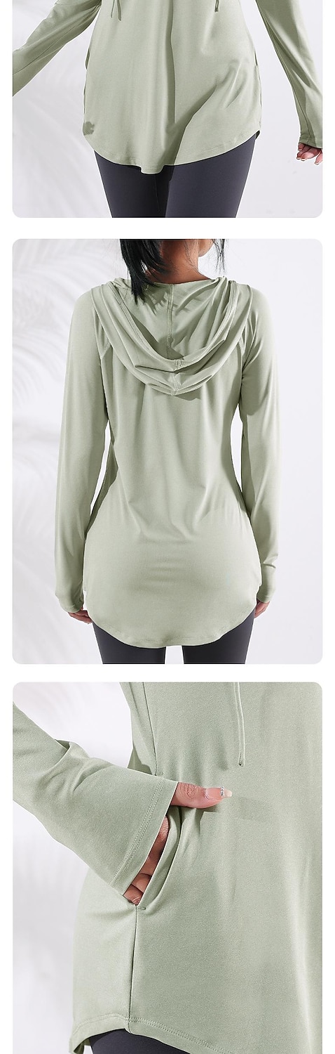 قمصان يوجا نسائية بمقاسات كبيرة بغطاء للرأس وفتحة رقبة على شكل حرف v سترة رياضية رقيقة فضفاضة ملابس خارجية لليوجا واللياقة البدنية والصالة الرياضية ملابس شتوية بأكمام طويلة 2025 - $32.99 –P9