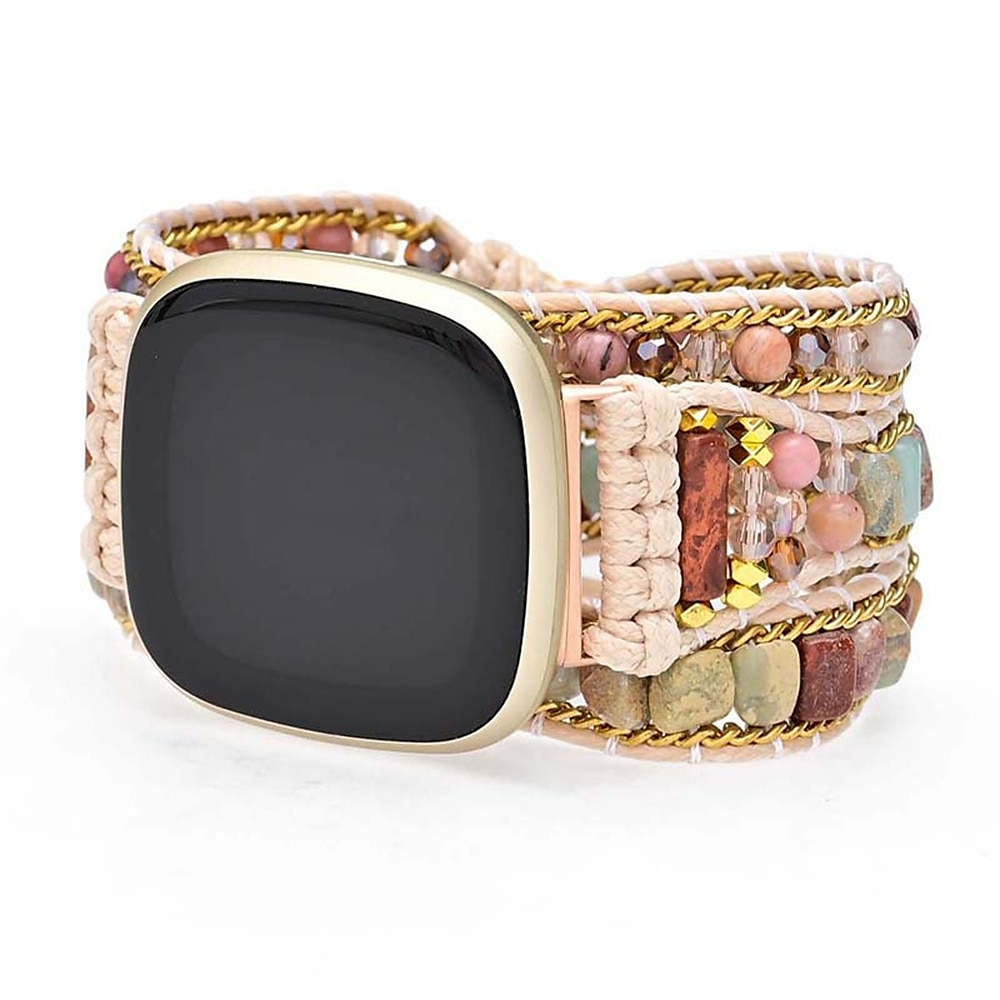 Inteligentny pasek do zegarka Kompatybilny z Fitbit Versa 3 / Sense Versa / Versa 2 / Versa Lite / Versa SE Tkanina Korálky Inteligentny zegarek Pasek Wielowarstwowy Paciorki Regulowany Ręcznie 2025 - $27.99 –P3