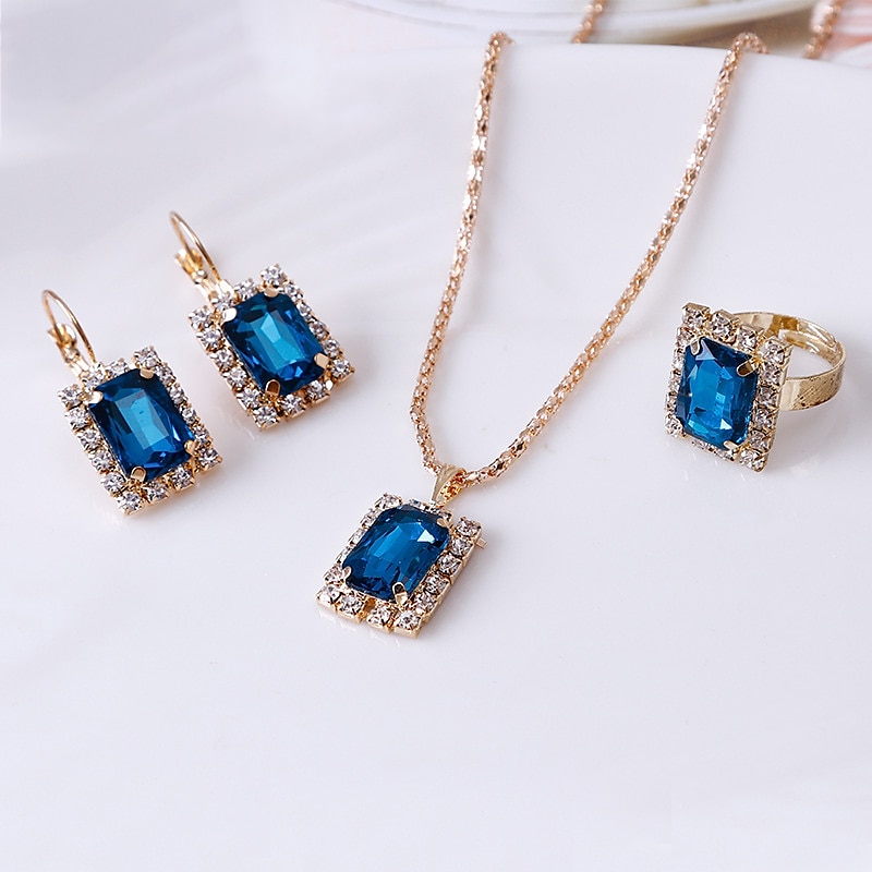 Cercei Rotunzi 3buc Ștras Aliaj Inele 1 Colier Cercei Pentru femei Elegant Epocă Modă Geometric Geometric Shape Set de bijuterii Pentru Petrecere Stradă Zilnic 2025 - $6.99 –P2