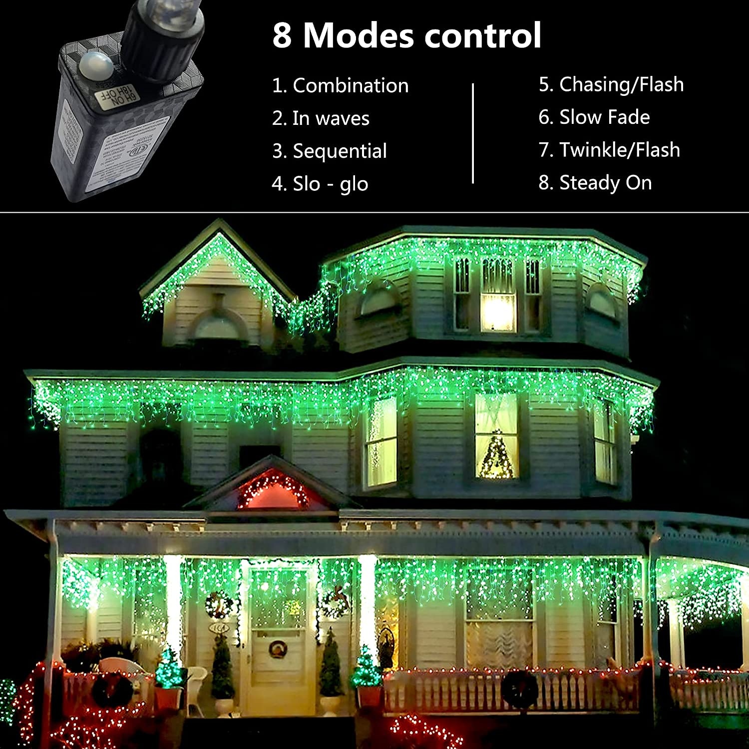 karácsonyi jégcsap fények kültéri dekoráció 10m 400 led 8 szín 8 mód vízálló meleg fehér fehér rgb 80 csepp karácsonyi eu dugj us plug uk plug au plug 2025 - $56.99 –P9