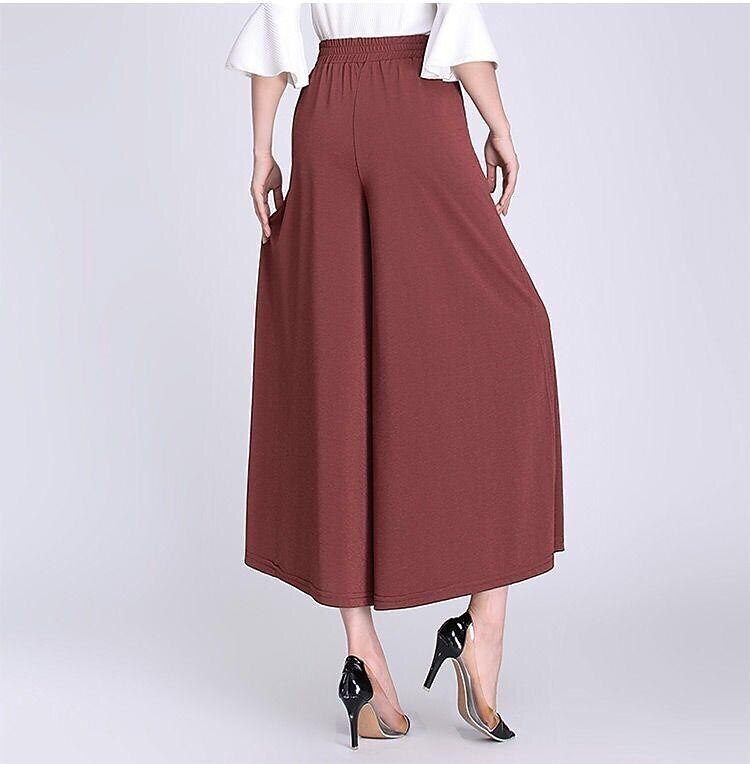 Women's Dress Pants Culottes Wide Leg Pants Trousers Ankle-Length Side Pockets Baggy Micro-elastic Mid Waist Fashion Work Daily Black Green M L 2023 - US $18.99 –P1