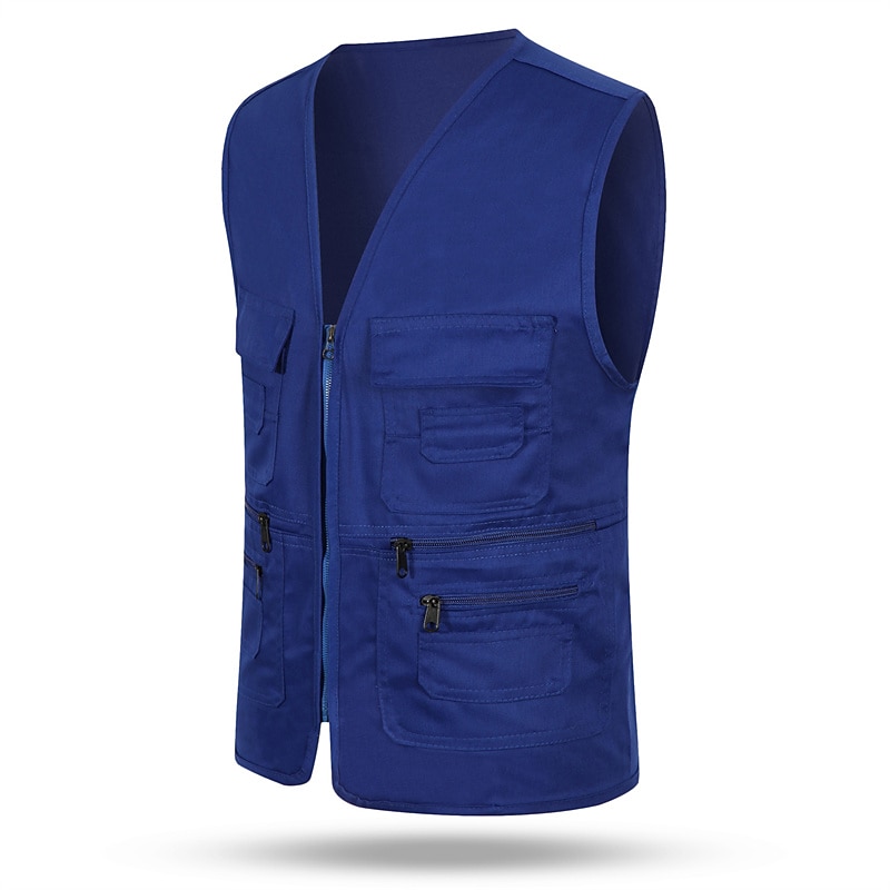 Herr Väst Gilet Fiskeväst Vandringsväst Ärmlös väst Gilet Jacka Utomhus Helgdag Streetwear Elegant och modernt Sommar Vår Ficka Snabbtorkande Polyester Andningsfunktion Ren färg Dragkedja V-hals 2025 - $20.99 –P1