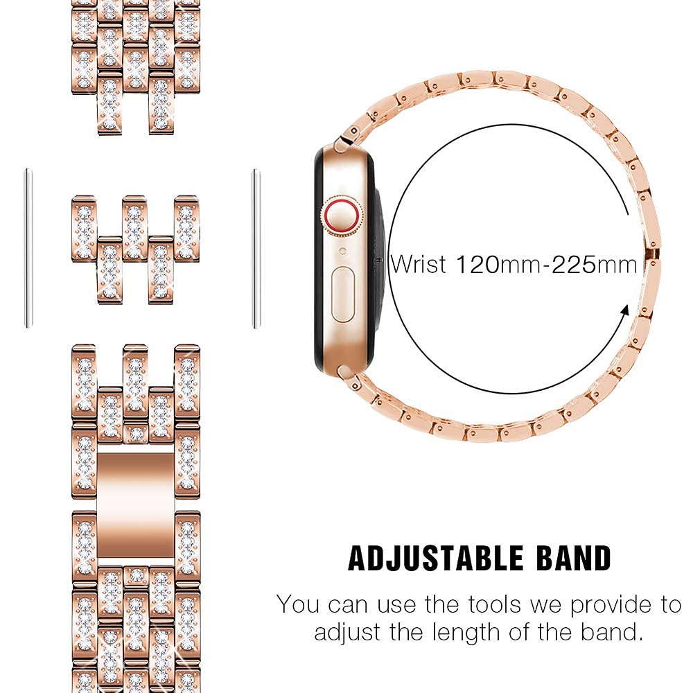 Jewelry Bracelet Compatible with Apple Watch band 38mm 40mm 41mm 42mm 44mm 45mm 49mm with Case Women Luxury Stainless Steel Rhinestone Strap Replacement Wristband for iwatch Series Ultra 8 7 6 5 4 3 2026 - $19.99 –P2