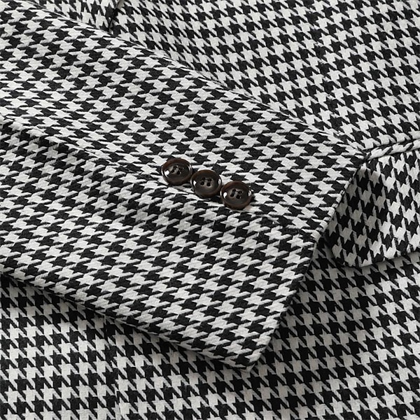 Herre Cocktail antrekk Blazer Bryllupsfest cocktail Elegant og moderne Elegant og luksuriøst Sommer Vår Polyester Hundetannmønster Enkelt Brystet Enn-knapp Blazer Hvit+Svart 2025 - $59.99 –P6
