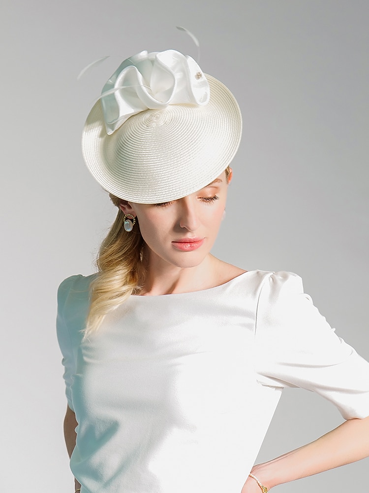 шляпа дерби в стиле Кентукки, элегантные пасторальные повязки на голову из абаки с рюшами/вечерний/чаепитие/головной убор с чашкой Мельбурна 2026 - $32.99 –P3