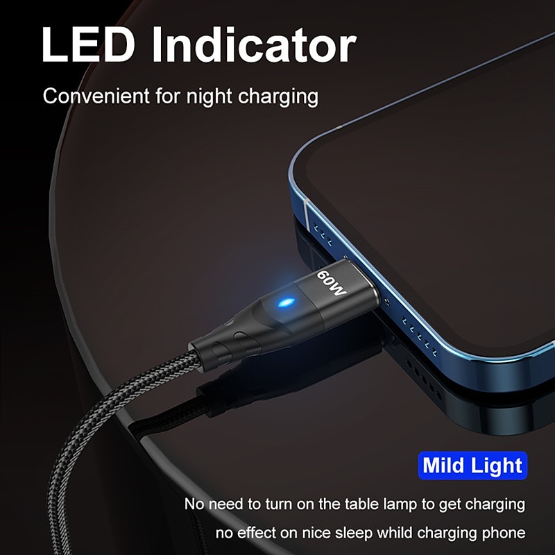 Кабель USB 3.0 60W 3,3 фута USB-C на Lightning/микро/USB-C 3 A Быстрая зарядка Высокая скорость передачи данных нейлон плетеный Прочный Магнитный Назначение Macbook Samsung Xiaomi 2025 - $22.99 –P7