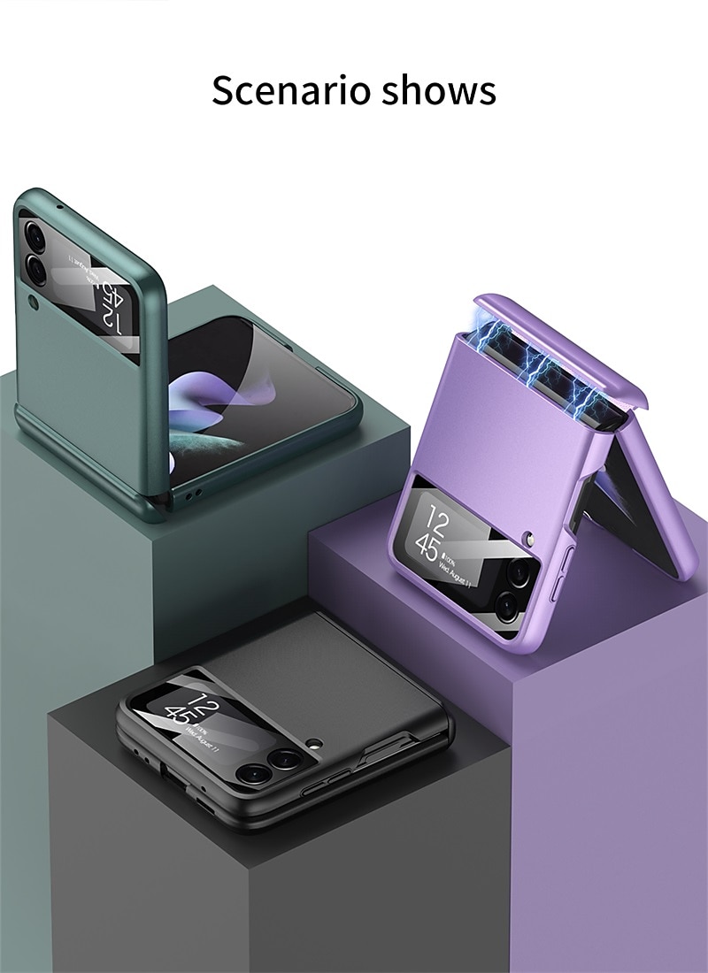 Phone Case For Samsung Galaxy Z Flip 5 Z Flip 4 3 2 Back Cover Portable Magnetic Full Body Protective Solid Colored TPU 2025 - $28.99 –P11