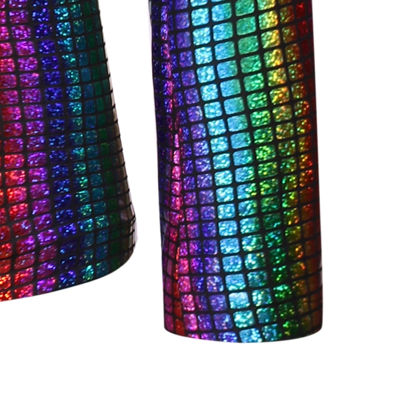 Men's Jacket Blazer Party Evening Bar Party Favor Vintage Skinny Polyester Stripes and Plaid Glitter Windproof Single Breasted Blazer Silver Gold Rainbow 2025 - $57.99 –P9
