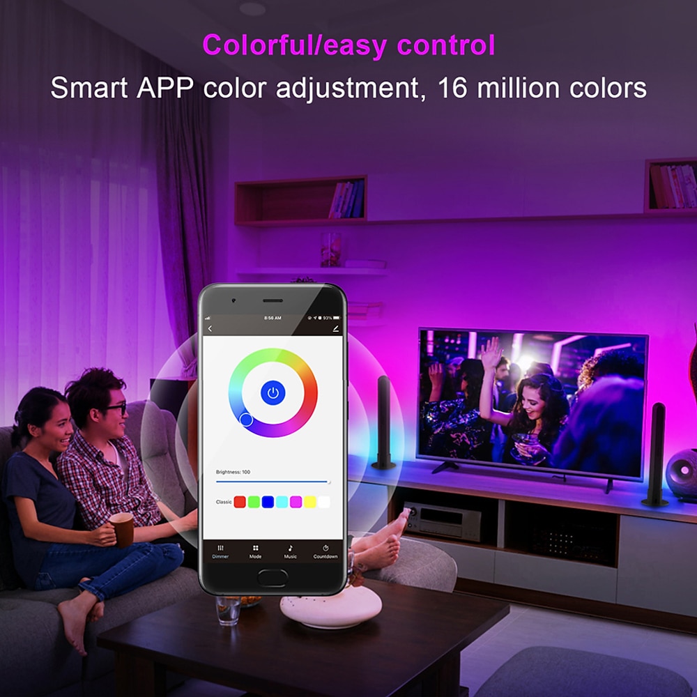 Bluetooth APP WiFi светодиодная умная лампа Лента RGB Атмосферное освещение Музыкальная синхронизация 12 режимов TV Wall Компьютерная игровая комната Декоративный ночник 2025 - $62.99 –P9