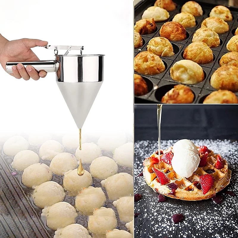 imbuto a pistone in acciaio inox con supporto imbuto dosatore panna per cupcake al cioccolato strumento palline di polpo utensili da cucina del 2025 a $29.99 –P5