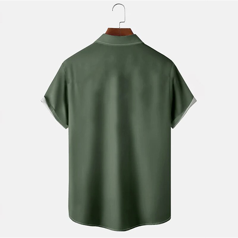 Per uomo Camicia Camicia Estiva Camicia da Bowling Camicia con Bottoni Verde Manica Corta Blocco di colori A righe Collo ripiegato Stampa Vacanza Quotidiano Bottonato Abbigliamento Poliestere Vintage del 2025 a $20.99 –P2