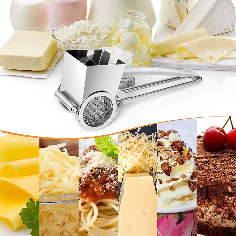 Rotary Cheese Grater 1/2/3/4 Drums Blades Stainless Steel Cheese Cutter Slicer  Cheese Shredder Butter Nut Cutter Kitchen Gadgets