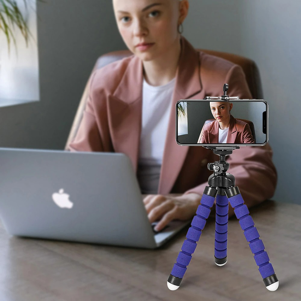 Tripé estilo perna de polvo flexível portátil ajustável antiderrapante suporte para telefone mini suporte com clipe para selfies de mesa vlogging transmissão ao vivo compatível com acessório de de 2025 por $15.99 –P3