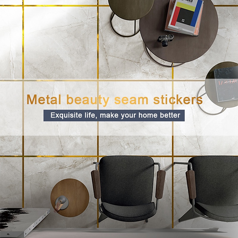 50m/166 Ft Tile Stickers Decorative Floor Wall Sticker Foil Line Peel and Stick Adhesive Waterproof Gap Cover for Kitchen Bathroom Living Room Bedroom 2025 - $8.99 –P1