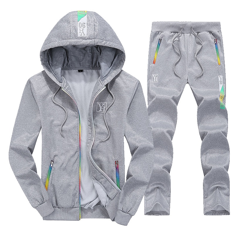 Men's Tracksuit Sweatsuit Jogging Suits Black Blue Light Grey Hooded Letter Zipper Pocket 2 Piece Sports Streetwear Streetwear Cool Casual Spring &  Fall Clothing Apparel Hoodies Sweatshirts  2025 - $34.99 –P4