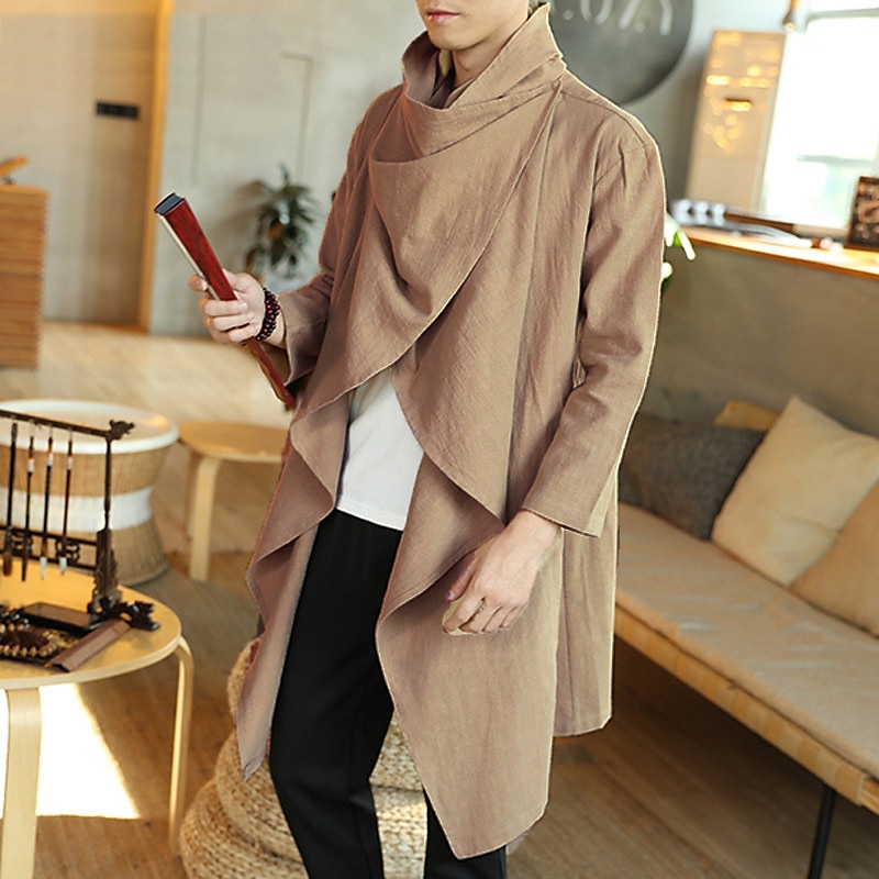 Herren Wintermantel übergangsjacke Trenchcoat Umhang / Capes Urlaub Geschäft Frühling Herbst Baumwollmischung Schnelltrocknend Leicht Oberbekleidung Bekleidung Streetwear Stilvoll ohne Druck Einfarbig 2025 - $30.99 –P4