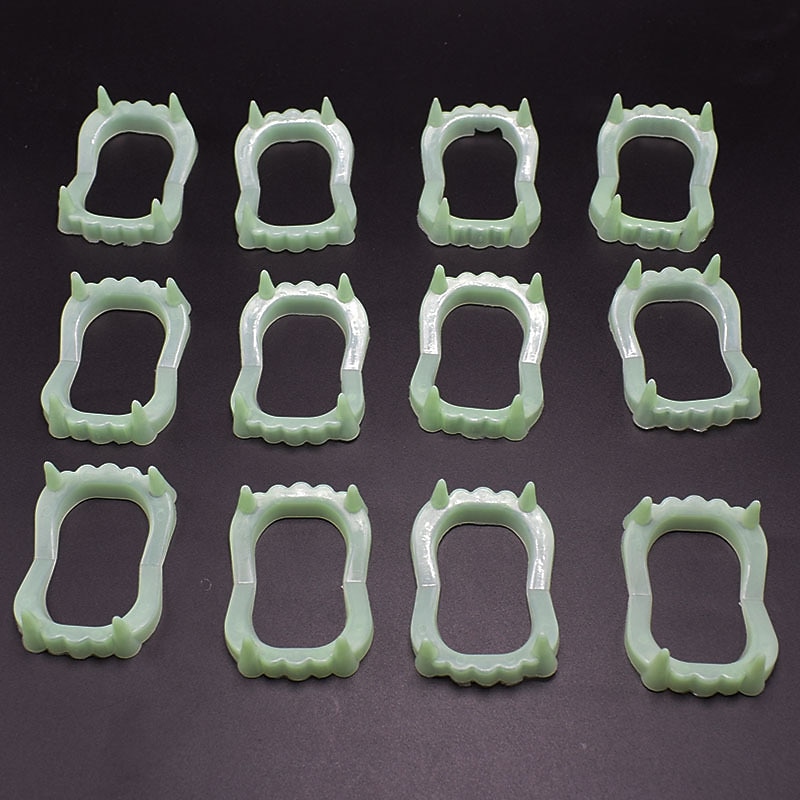 Halloween Vampire Dentures, Glow in The Dark Horror Zombie Teeth, Fake Tiger Teeth Grim Reaper Braces, Luminous Dress Up Props 2025 - $6.49 –P2