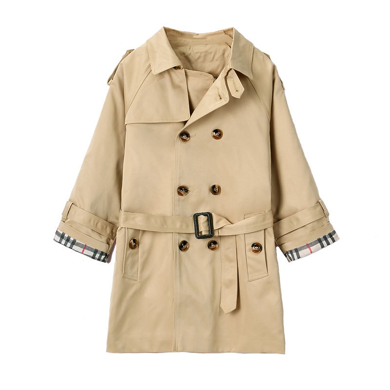Kinderen Uniseks Trenchcoat Jas Lange mouw Zwart Khaki Effen Zak Herfst Winter Actief Formeel 2-12 jaar 2025 - $47.99 –P3