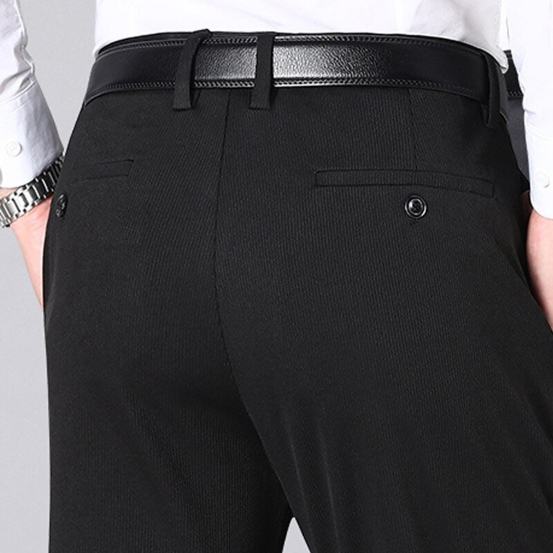 Men's Dress Pants Trousers Chinos Pocket Plain Comfort Breathable Wedding Business Casual Fashion Formal Black Navy Blue Stretchy 2023 - AED 101 –P2