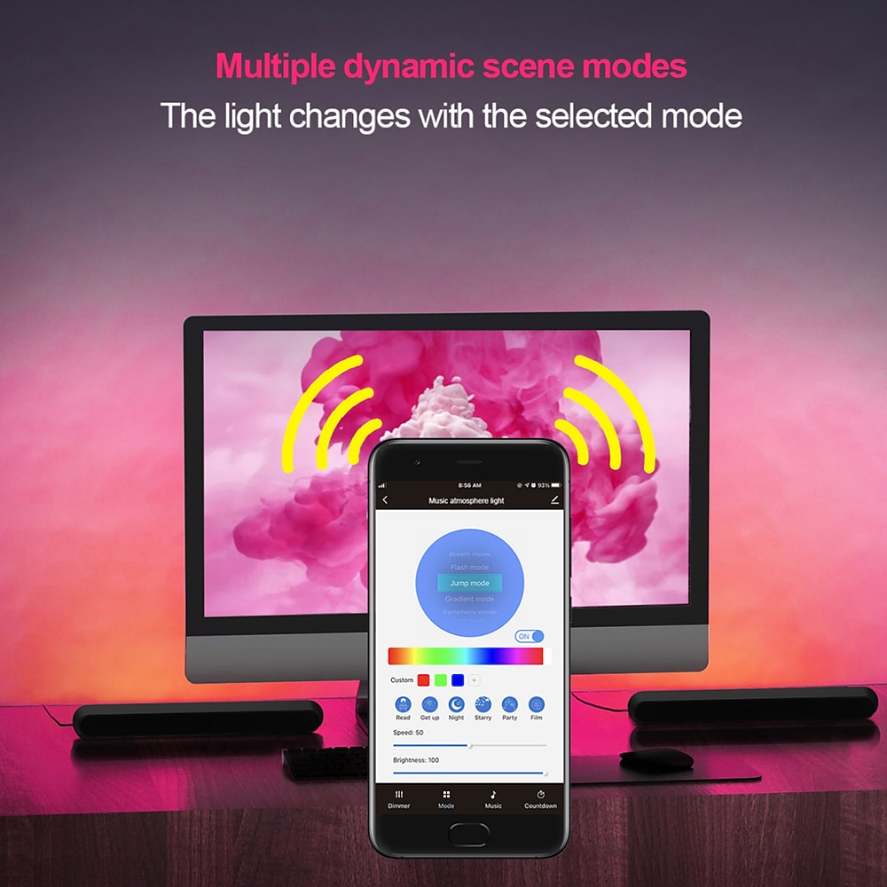Bluetooth APP WiFi светодиодная умная лампа Лента RGB Атмосферное освещение Музыкальная синхронизация 12 режимов TV Wall Компьютерная игровая комната Декоративный ночник 2025 - $62.99 –P7