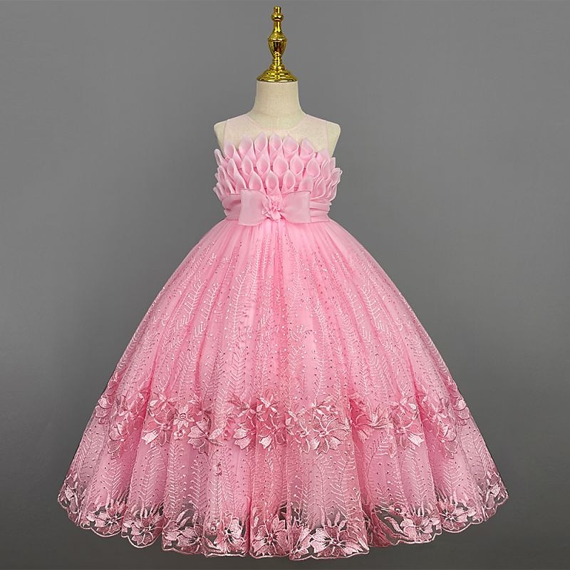 Enfants Fille Robe de demoiselle d'honneur Robe Couleur Pleine Sans Manches Utilisation Mariage Soirée Princesse Doux Coton Maxi Robe de princesse rose Robe Trapèze Robe de demoiselle d'honneur Et de 2025 ? $48.99 –P1