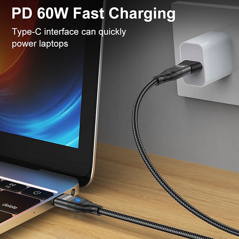 Кабель USB 3.0 60W 3,3 фута USB-C на Lightning/микро/USB-C 3 A Быстрая зарядка Высокая скорость передачи данных нейлон плетеный Прочный Магнитный Назначение Macbook Samsung Xiaomi 2025 - $22.99 –P2