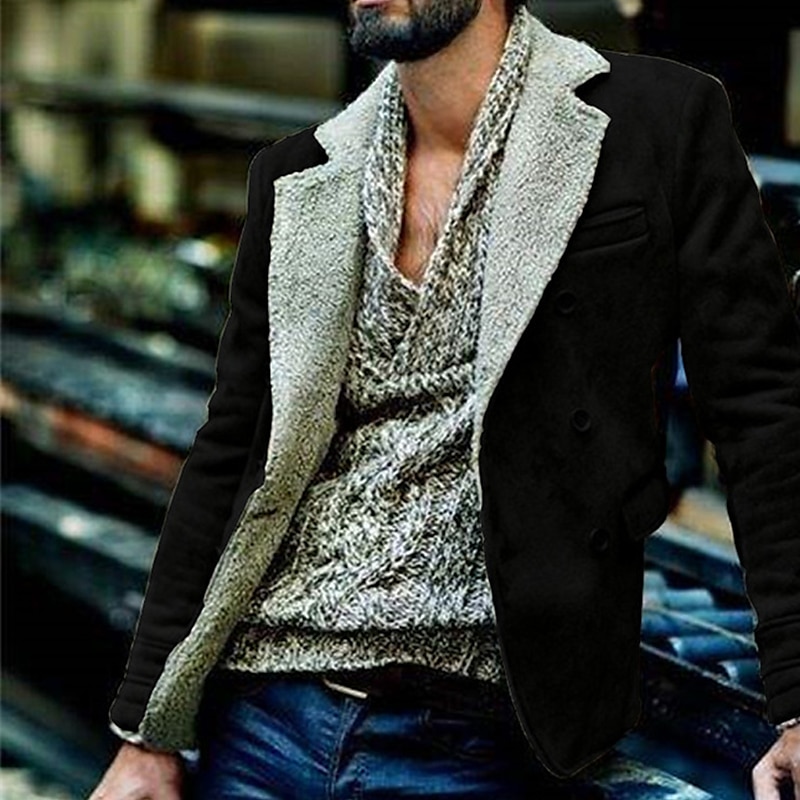 Per uomo Giacca in sherpa Giacca in pelle scamosciata marrone Casual Giornaliero Tenere al caldo Antivento Tasche Autunno Inverno Colore puro Streetwear Informale Bavero Standard Ecopelle Nero Cachi del 2025 a $36.99 –P2