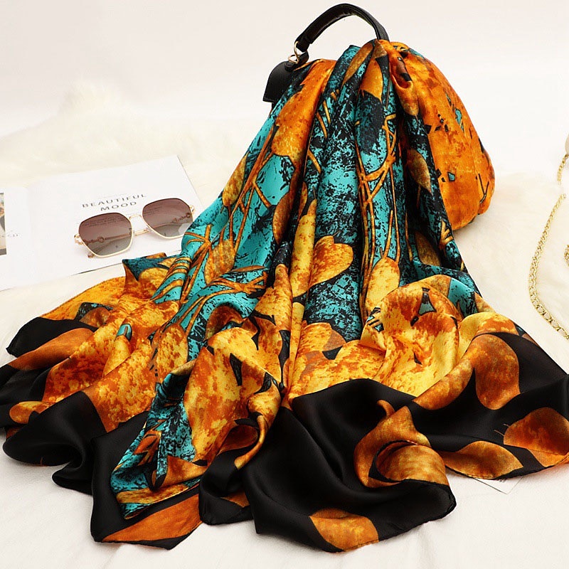 sciarpa di seta delle donne di inverno della stampa di modo della signora della spiaggia dello scialle sciarpe caldo liscio foulard hijab femminile del 2025 a $9.99 –P7