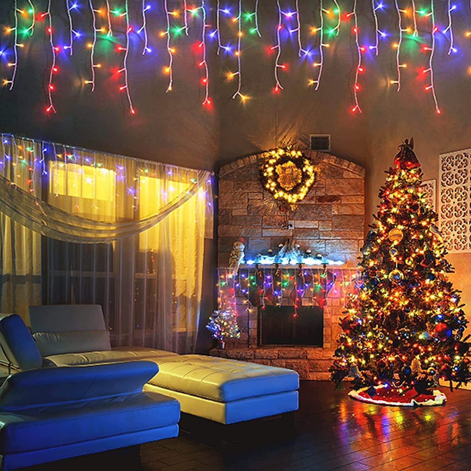 karácsonyi jégcsap fények kültéri dekoráció 10m 400 led 8 szín 8 mód vízálló meleg fehér fehér rgb 80 csepp karácsonyi eu dugj us plug uk plug au plug 2025 - $56.99 –P14