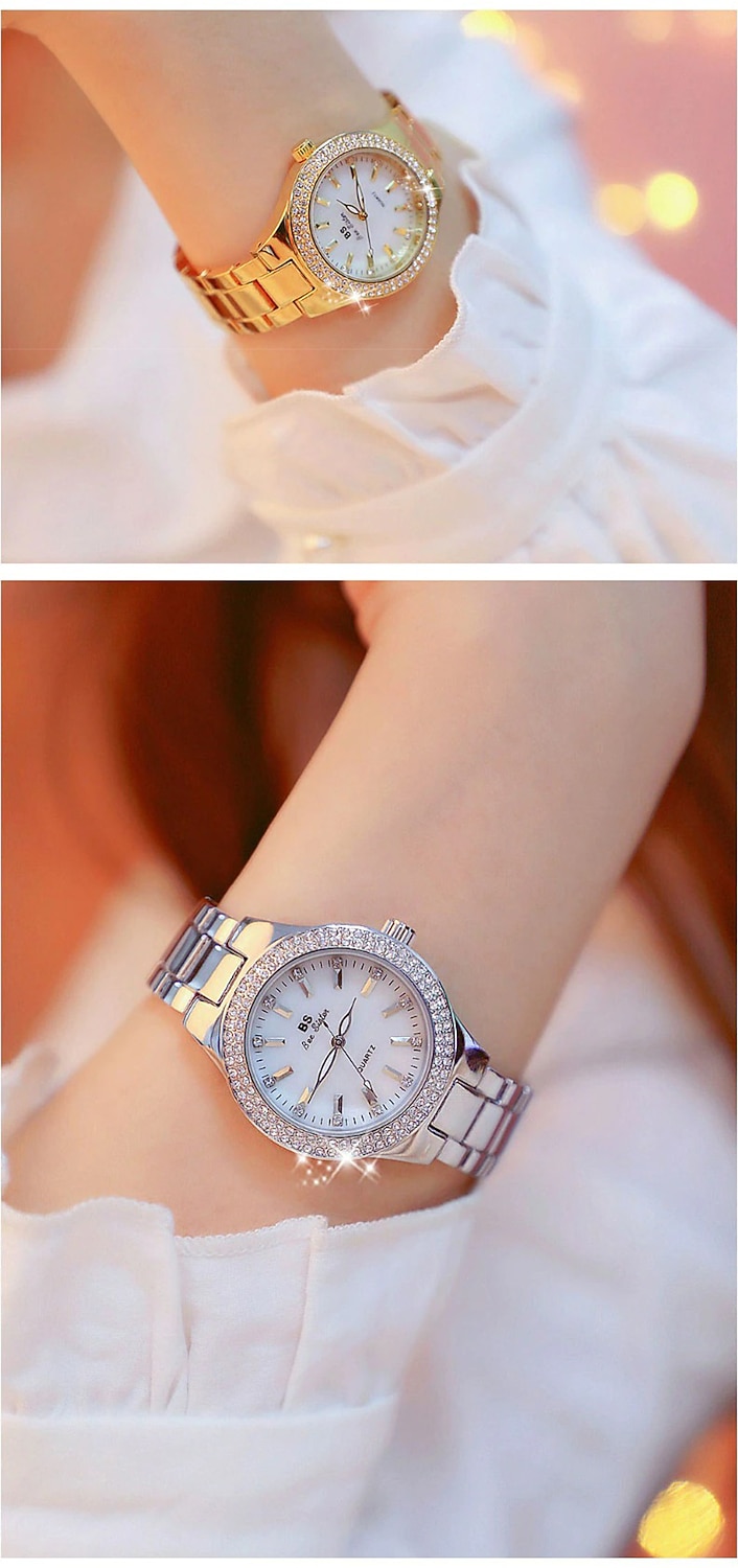 Quartz Ladies Wrist Watches Gift for women Dress Gold Crystal Diamond Watches Analog Quartz Luxury Stainless Steel Silver Clock 2026 - $33.39 –P6