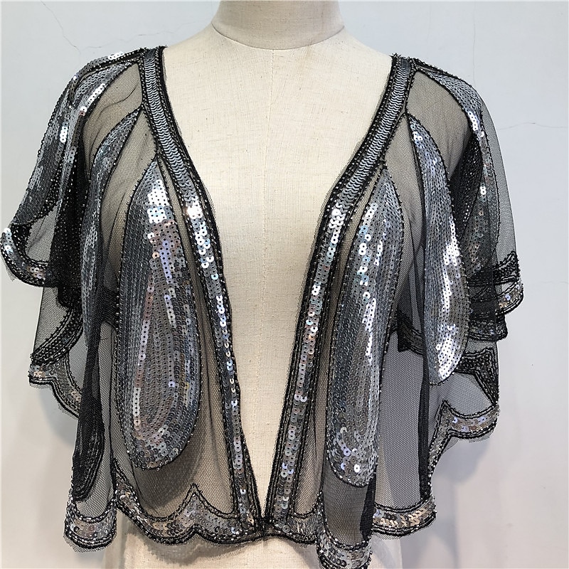 Bolero scintillante degli anni '20 scialli da donna coprispalle vintage senza maniche con paillettes per feste matrimoni e ospiti primavera estate autunno per fare colpo del 2025 a $14.99 –P7