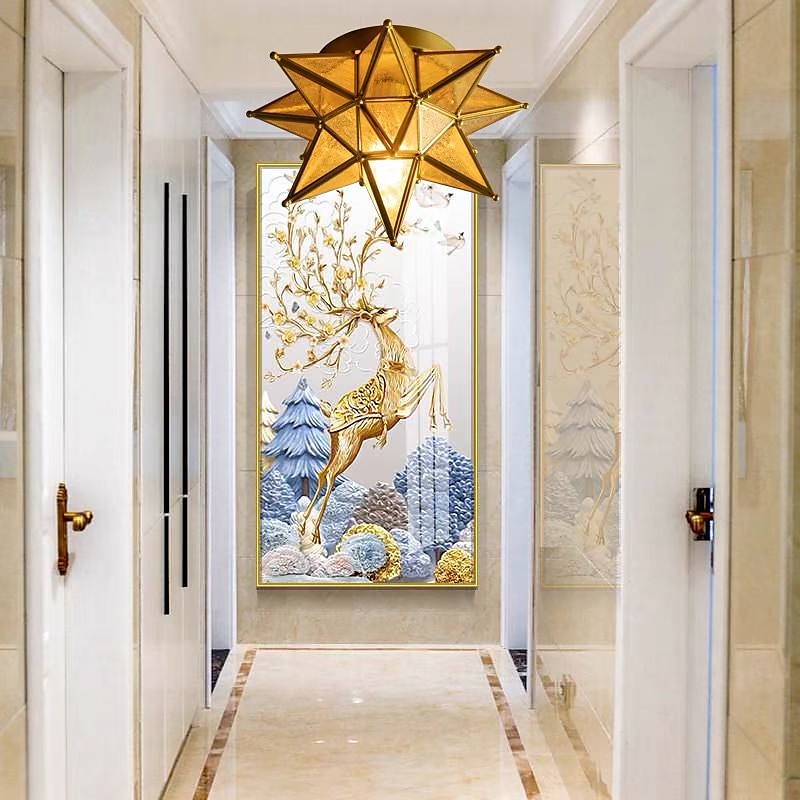 led ceilling licht messing moravische ster lamp inbouw colloid lamp zaad glazen kap boho marokkaanse plafondlamp keuken entree 2025 - $230.29 –P2