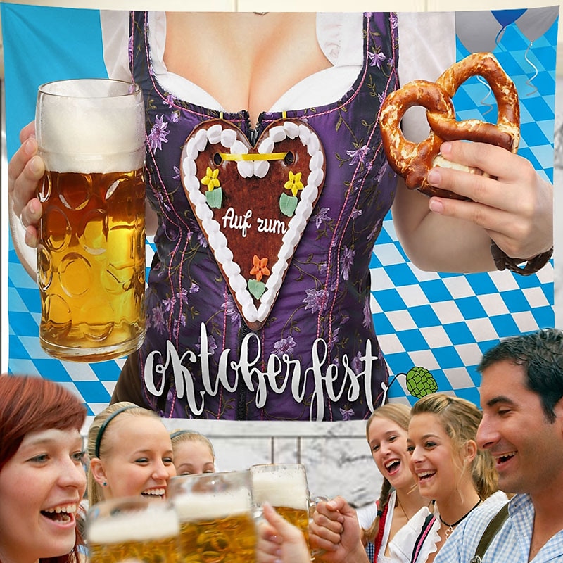oktoberfest juhlaseinä tapetti taide sisustus huopa verho riippuva koti makuuhuone olohuone sisustus polyesteri olut saksalainen baijerilainen 2025 - $12.99 –P3